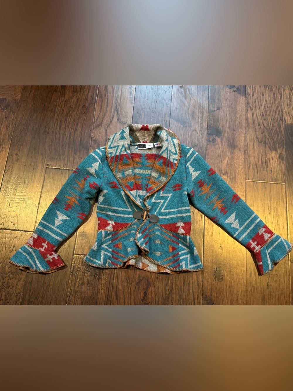 Rhonda Stark Designs Flounce Jacket - Aztec print, Size Small